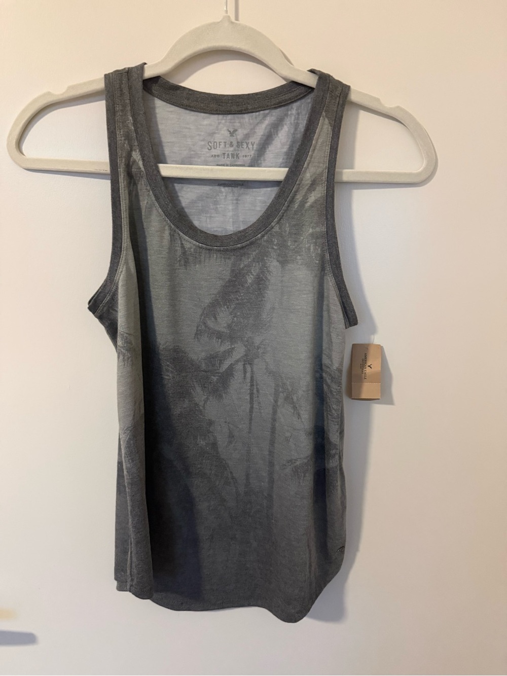 NEW American Eagle Soft & Sexy Palm Tree Tank - Size XS | Color: Grey